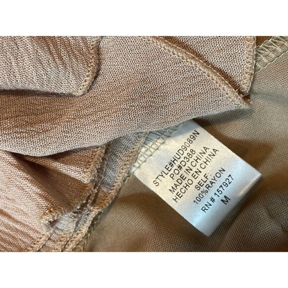 ~ Boho Sundress Le Miel Crochet Med Beachy Tan Mini Slip Dress Layered Bralette - Picture 15 of 16